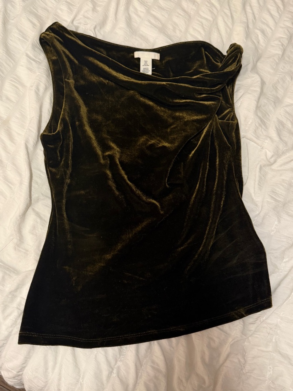 H&M Green Velvet Cowl Camisole